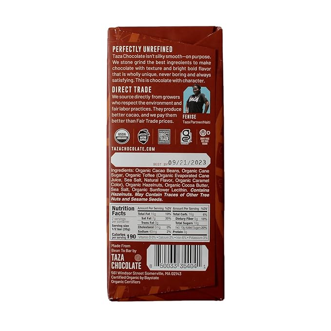 Taza Chocolate Organic Seriously Good Dark Chocolate Bar Variety Pack Bundle 2.5 oz (4 count) Vegan