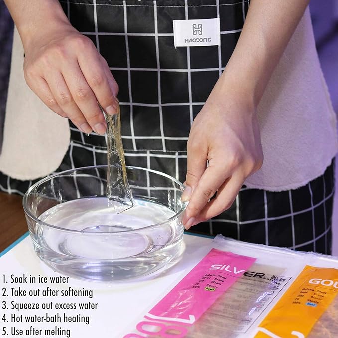Haodong Beef Platinum Leaf Gelatin Sheets - 240 Bloom (20 Sheets 40g) - Gelatin Leaves for Baking and Cooking Mirror Glaze Dessert Jellies Mousse Cake