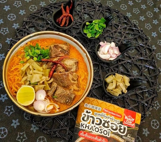 Authentic Northern Thai Curry Noodle Soup | Bold Creamy &amp Spicy Flavor | Ready in Minutes | 4 Pack