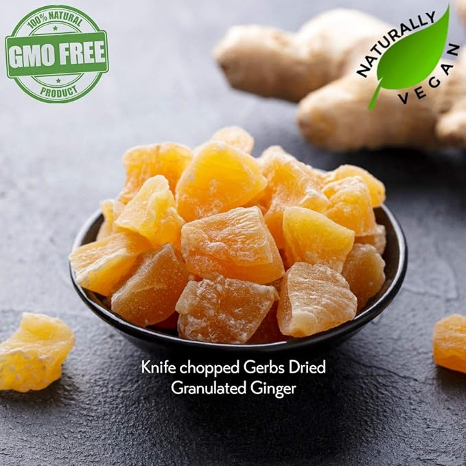 Gerbs Crystalized Dried Ginger 2 lbs. | Unsulfured No Artificial Additives Resealable Bulk Bag | Bold &amp Spicy Flavor | Top 14 Allergen-Free