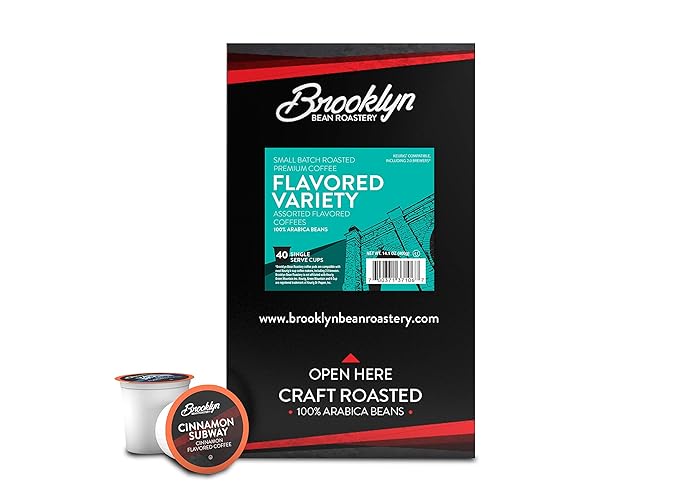 Brooklyn Beans Flavored Coffee Pods Assorted Gourmet Variety Pack Compatible with 2.0 Keurig K Cup Brewers 40 Count
