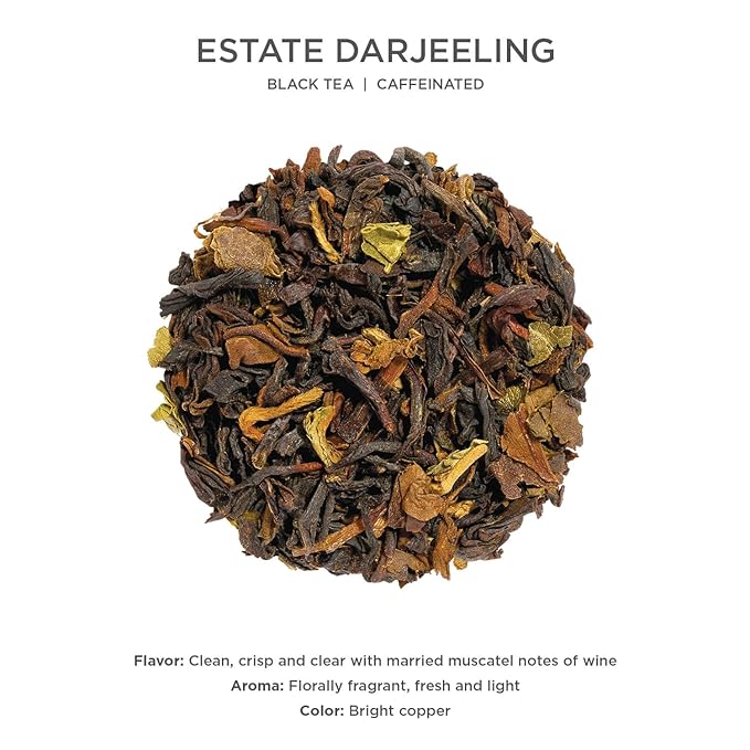 Tea Forte Estate Darjeeling Premium Loose Leaf Caffeinated Black Tea Blend Canister Makes 35-50 Cups
