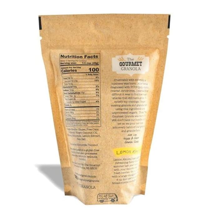 Refreshing Lemon Almond Granola | 3-Pack 12 oz. Bags | Savory or Sweet | Dairy Gluten Soy-Free | The Gourmet Granola