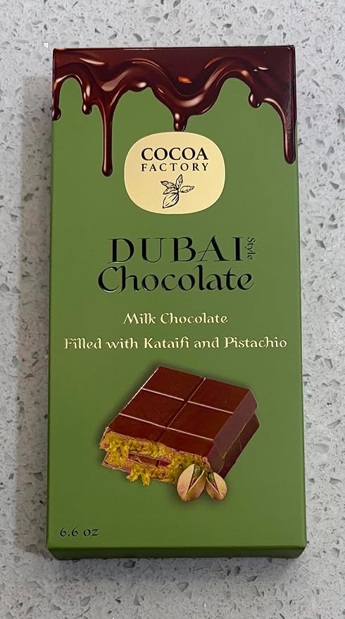Kosher Dubai Chocolate Bar Filled with Kataifi and Pistachio (Milk Chocolate)