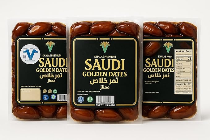 Khalas Premium Saudi Golden Dates (Pack of 3)