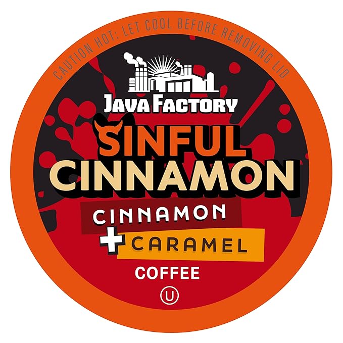 Java Factory Coffee Pods Cinnamon Flavored Coffee Compatible with K Cup Brewers Including 2.0 Sinful Cinnamon 40 Count