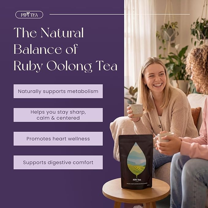 PiPi Tea Organic Oolong Tea Bags – Whole Leaf 20 Bags (4g Each) – Cortisol &amp Calming Tea for Anxiety Stress Weight Loss – Bulk Loose Leaf Oolong Tea