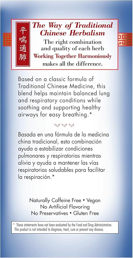Bravo Tea Lung Soother Herbal Tea Caffeine Free 20 Tea Bags 6 Count