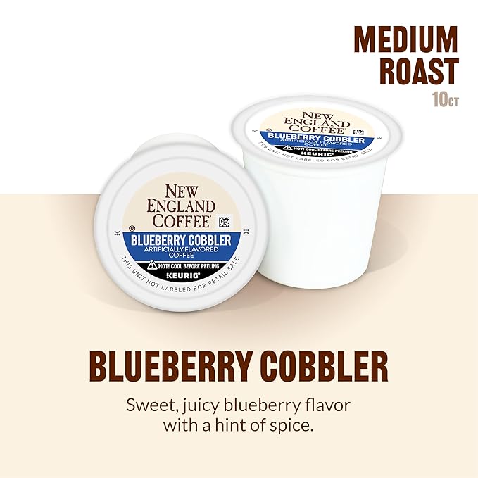 New England Coffee Blueberry Cobbler Medium Roast Single Serve Pods 10ct Box (Pack of 2)