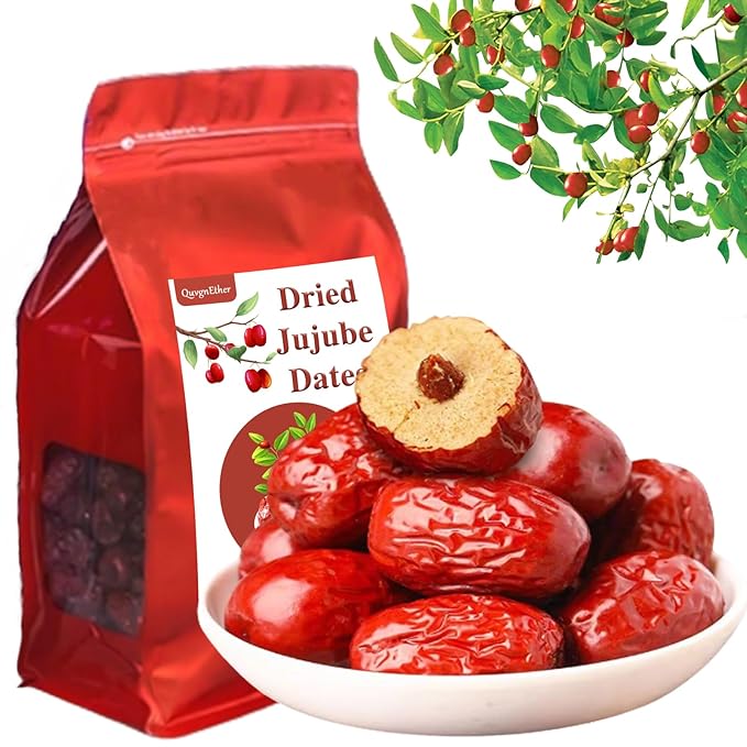 Premium Jujube Date 1LB/453gChinese Red Date Organic 红枣 100% Natural Sweet and Chewy Health Snack Dried Jujube for Snacking Tea Soup Baking or Oatmeal