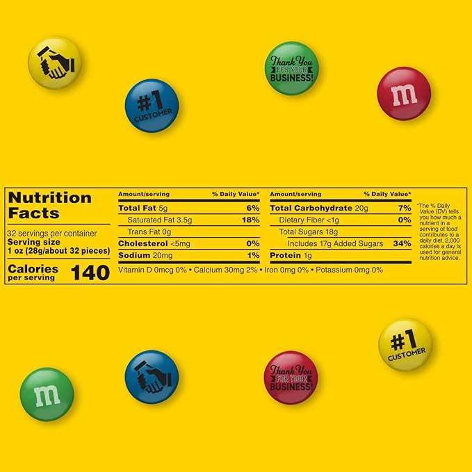 M&ampM’S WORLD Pre-Designed Customer Focus Milk Chocolate Candy-5lbs of Bulk Candy in Resealable Pack for Customer Thank You GiftsTrade ShowsBusiness MeetingsClient Thank You &amp Customer Apprec