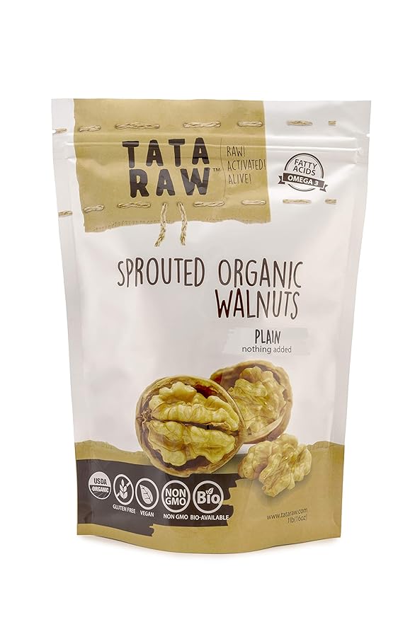 TATA RAW - Sprouted Organic Walnuts - PLAIN. Nothing Added - 5 lb