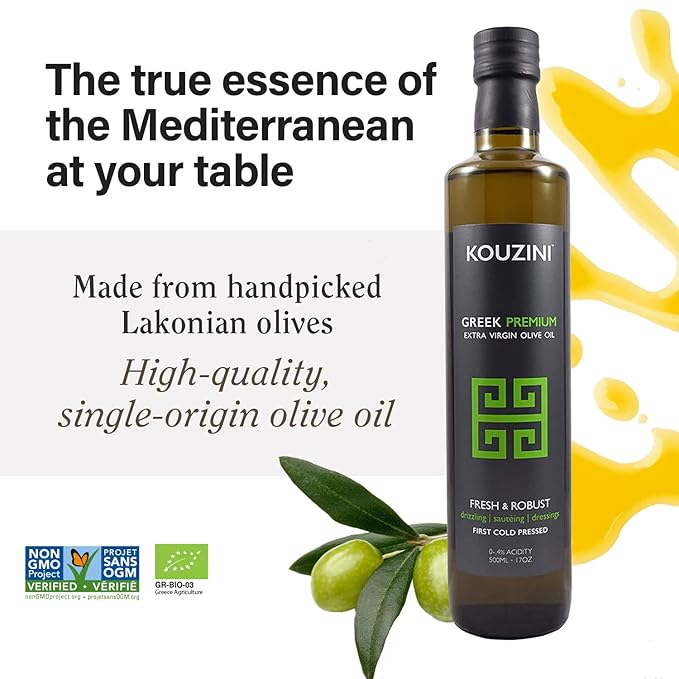 (3 Pack Premium) Kouzini Greek Premium Extra Virgin Olive Oil Cold Pressed Single Origin Rich Flavor &amp Aroma 500ml