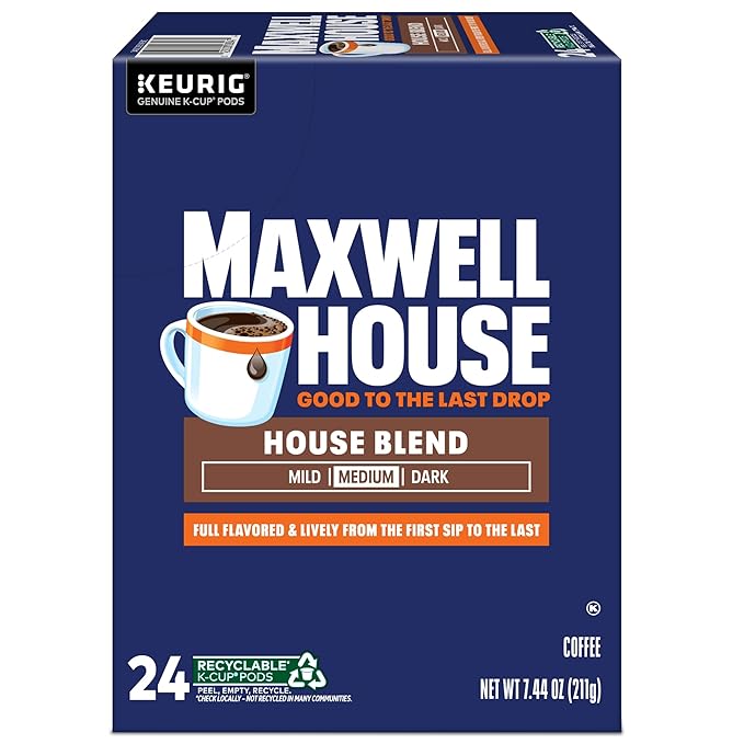 Maxwell House House Blend Coffee Keurig Single Serve K-Cup Pods 24 Pods Per Pack Case Of 4 Packs