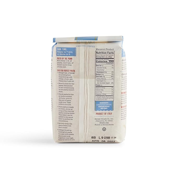DeLallo Acini di Pepe Pasta Pastina Pasta Made in Italy Made with Only 100% Durum Wheat Semolina Flour Non-Enriched All Natural Bronze Cut Kosher Non-GMO 1 Pound Bag (4 Pack)