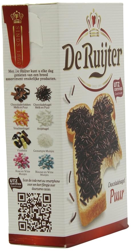 Deruyter Chocoadehagel Puur (Dark Chocolate Sprinkles) 14-Ounces Boxes (Pack of 3)
