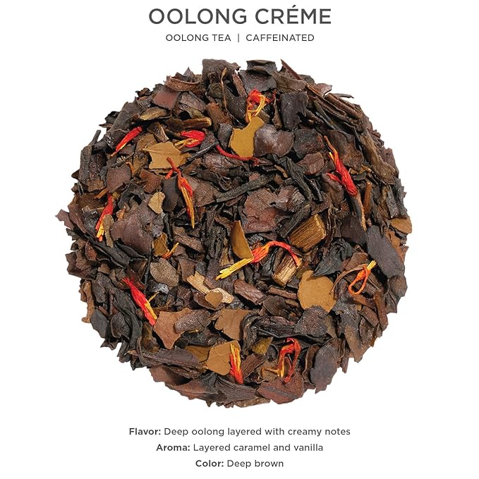 Tea Forte Oolong Créme Premium Loose Leaf Caffeinated Oolong Tea Blend Canister Makes 35-50 Cups