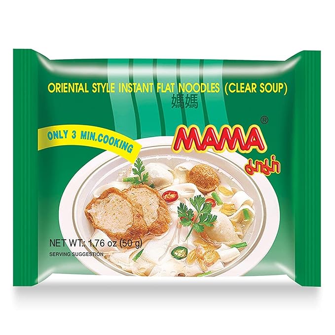 MaMa Oriental Style install noodles Clear Soup 3 different types of noodles (Flat Noodle Rice Vermicelli and Chand Noodle) 3 Flavor 10 bags each Flavor a total of 30 bags