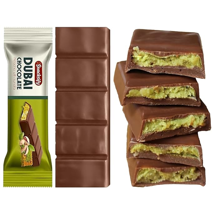 Dubai Chocolate Bar (Pack of 24) Kunafa Pistachio Bar- 27gr Total 1.43 pounds.- Perfect for Gifting Fresh Daily Production 24 Pieces Dubai Chocolate with Shredded Phyllo Dough