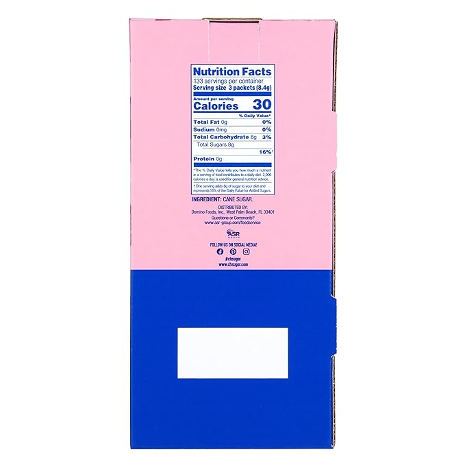 C&ampH Premium Pure Cane Sugar Packets 0.10 Ounce (2.8 Gram) NON-GMO Packets Pack of 800 in Dispenser Box
