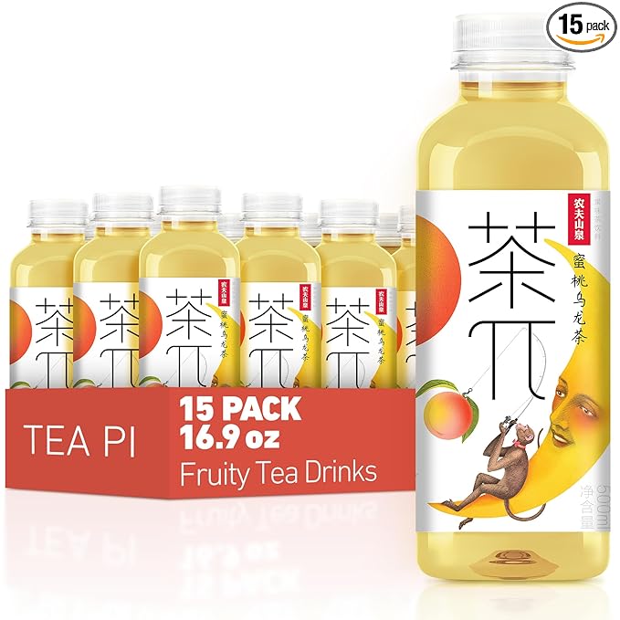 Tea PI Iced Tea – Peach Oolong Tea Sweet Iced Fruit Tea Bottles Real Juice -16.9 fl oz 500mL 15 Pack