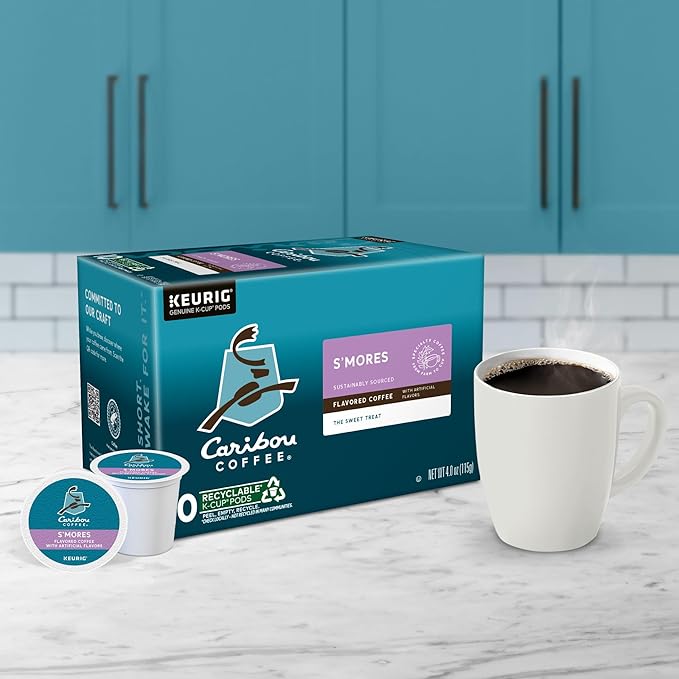 Caribou S’mores Cabin Coffee Single Serve Keurig K-Cup Pods Medium Roast Coffee 60 Count (6 Packs of 10)
