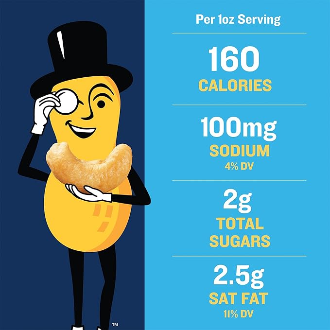 PLANTERS Salted Cashew Halves &amp Pieces Party Snacks Plant-Based Protein 14 Oz Canister (Pack of 2)