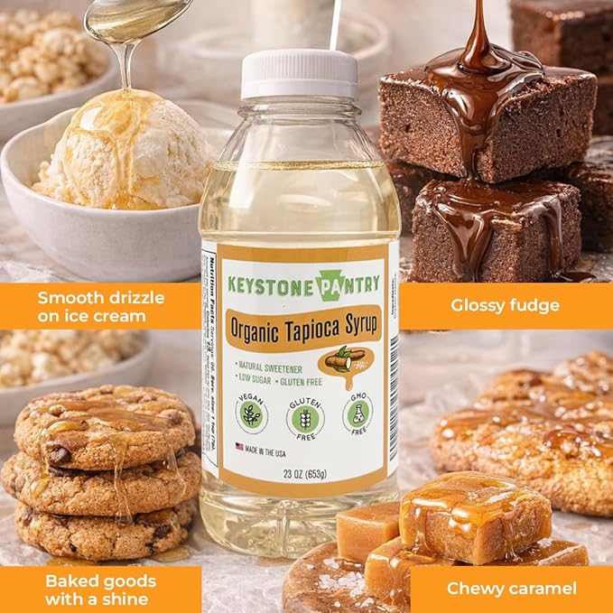 Keystone Pantry Organic Tapioca Syrup for Baking Ice Cream Fudge and More – Gluten-Free Vegan Sweetener – Corn Syrup and HFCS Alternative – 23 oz Bottle – 15 Pack