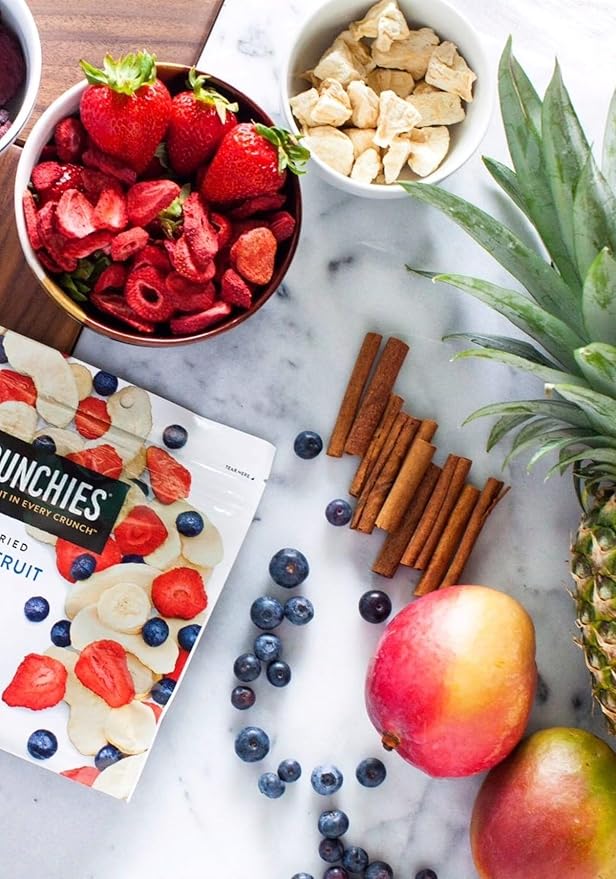 Crunchies Freeze-Dried Fruits 100% All Natural Crispy Fruit Non GMO and Kosher Resealable Freeze Dried Fruit Snack Packs Pack of 6 (Blueberries)