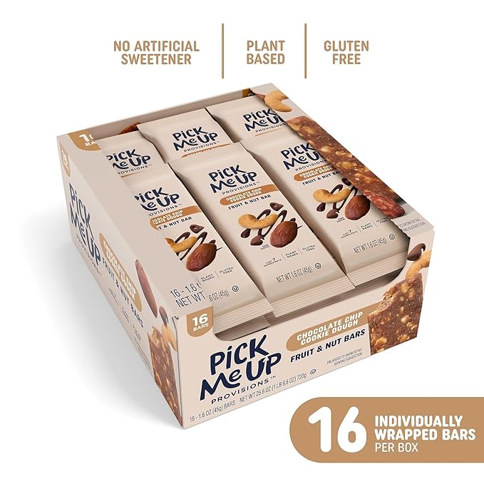 Pick Me Up Provisions™ Gluten Free Chocolate Chip Cookie Dough Fruit &amp Nut Bar 1.6 oz. 16 Bars/Box
