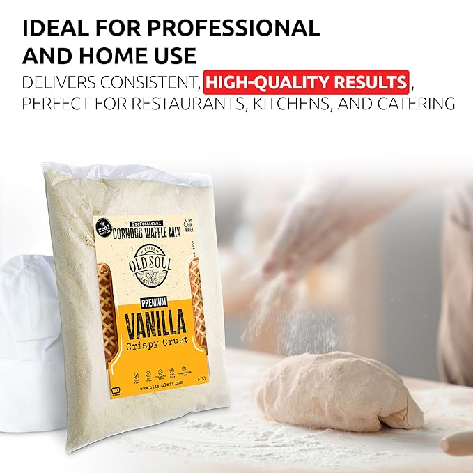OldSoul Professional Corndog Waffle Mix | Vanilla Flavour | 30 Lbs | 840 Waffles (30 Lbs Traditional)