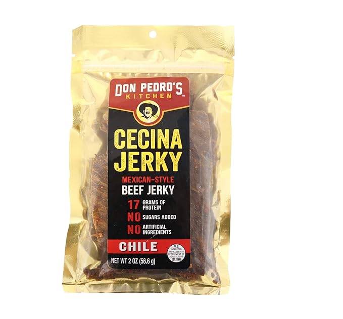 Beef Jerky Cecina Seca Chile Flavor ( 3 x 2 oz.bags ) Mexican Style Mexi-Jerky ™ Keto and Paleo - No Nitrates - No Additives