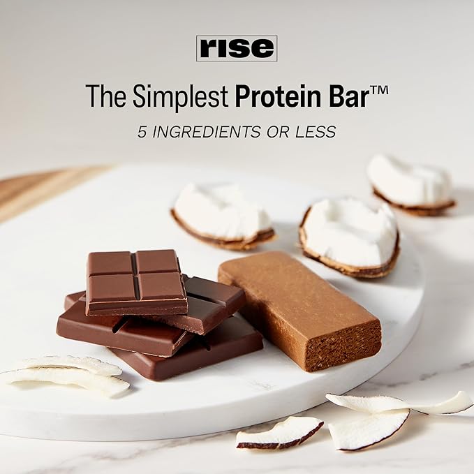 Rise Pea Protein Bar - Chocolately Coconut | Breakfast Bar &amp Protein Snack 15g Protein Just 5 Whole Food Ingredients Non-GMO Gluten-Free Soy Free