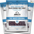 Naked Grass Fed Beef Jerky - 120 Calorie Snacks Gourmet Healthy Low Carb High Protein - Keto Friendly Paleo Friendly Soy Free &amp Gluten Free (3 Packs)
