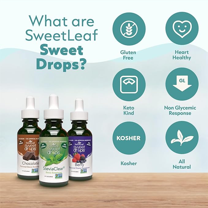 SweetLeaf Sweet Drops- Flavored Stevia Liquid Sweetener Organic Stevia Extract Zero Calorie Gluten Free Keto Friendly Non GMO Natural Flavor Sugar Alternative- Variety Pack 4 Fl Oz (Pack of 2)