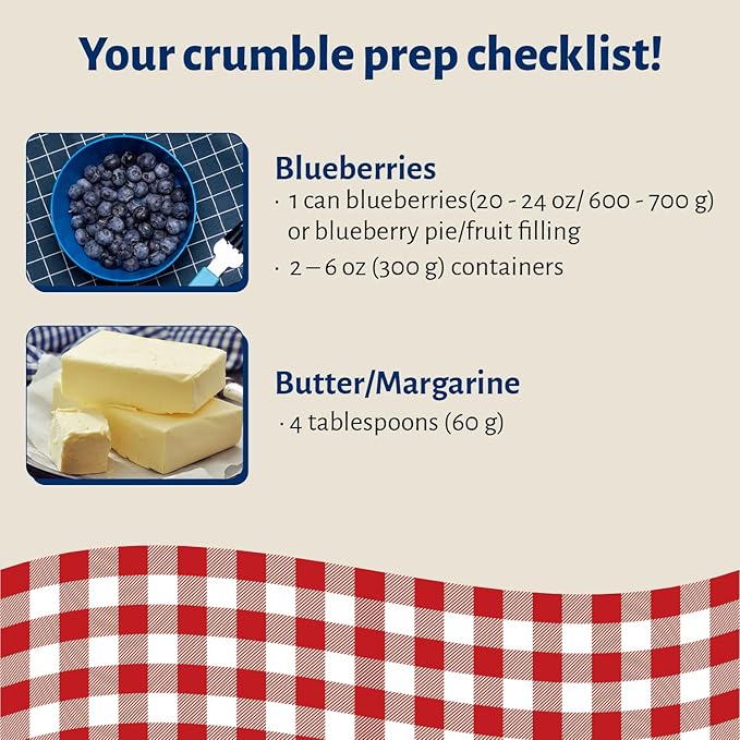 Calhoun Bend Mill Blueberry Crumble Mix | Delicious Easy to Make Crumble Dessert | Perfect for Blueberries or Your Favorite Fruits | Classic Dessert | Ideal for Baking Enthusiasts - 8 Oz (Pack of 6)