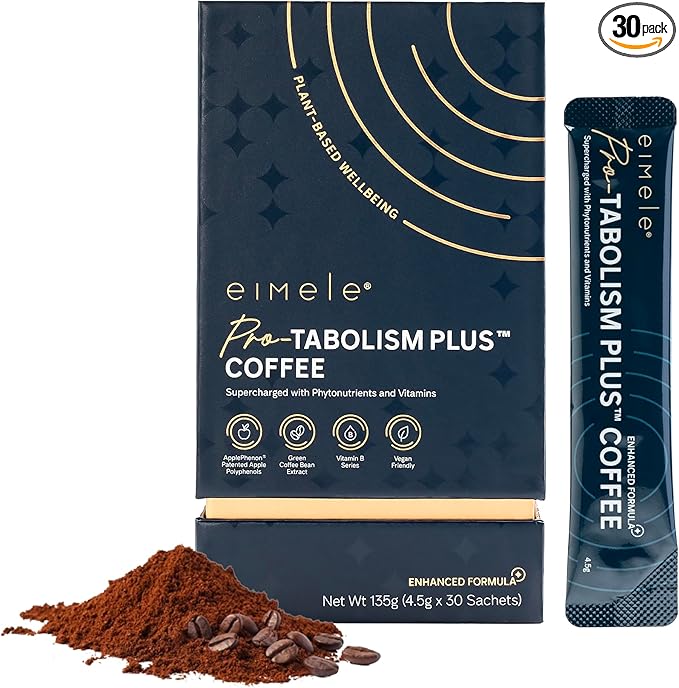 Pro-tabolism Plus Coffee Sachets 30 Sachets – Supports Metabolism &amp Energy – Arabica &amp Robusta with ApplePhenon Green Coffee Extract Prebiotic Fibre &amp B-Vitamins – Vegan Gluten Free