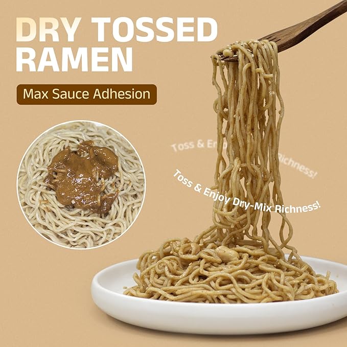 HealSpot High Protein Instant Ramen 30g Plant Based Protein Low Fat Low Carb Non GMO Keto Friendly Plant Based Dry Mixed Ramen 6 Packs of Sesame Sauce Flavor