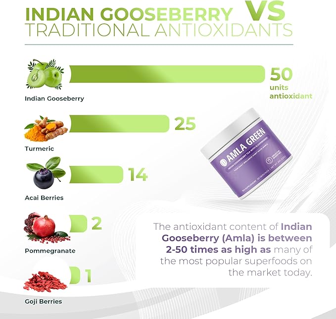 Amla Powder &amp Immunity Blend Superfood Supplement with Elderberry 20x Ultra Concentrated Amla Immune Support Made with Ginger Cinnamon Peppermint Indian Gooseberries Immunity 30 Servings