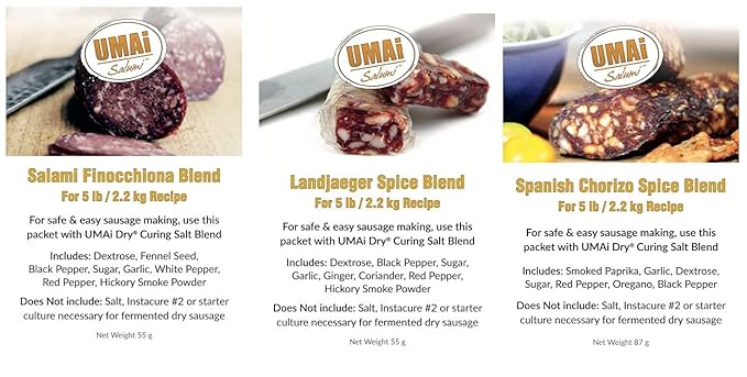 UMAi Dry Sausage Spice Bundle (Landjaeger Spanish Chorizo Finocchiona)