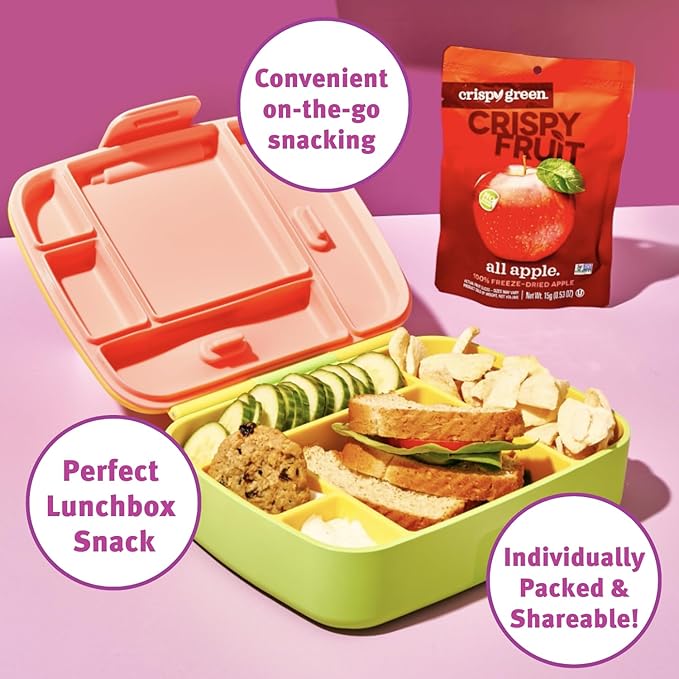 Crispy Green Freeze-Dried Apple Fruit Snacks 0.53 Oz (Pack of 12) 100% Pure Fruit All-Natural No Added Sugar Single-Serve Bags for Healthy Snacks &amp School Lunches