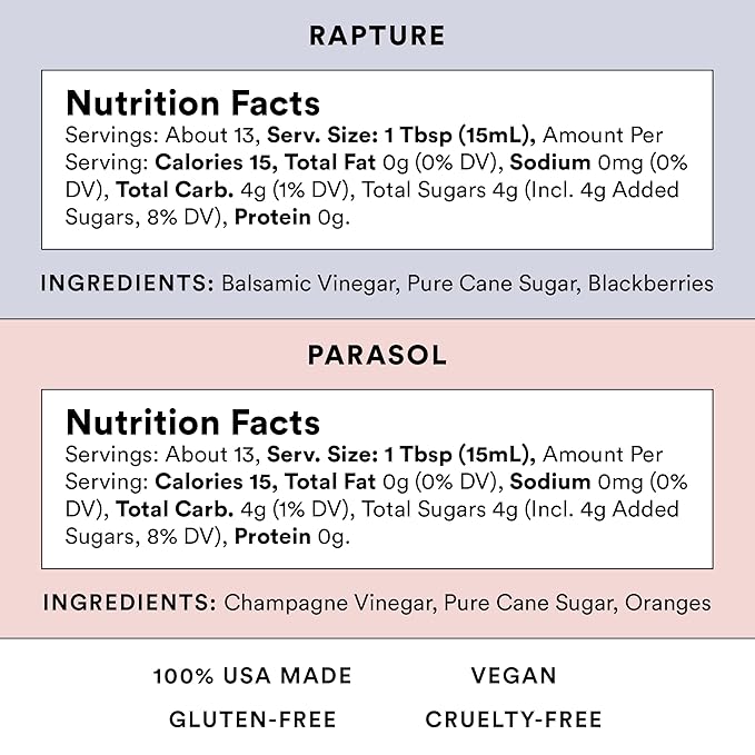 Brightland The Pair Balsamic Vinegar &amp Champagne Vinegar Duo - Artisinal Vinegars Perfect for Salad Dressings Marinades Cooking &amp Drizzling - 6.7 Fl Oz