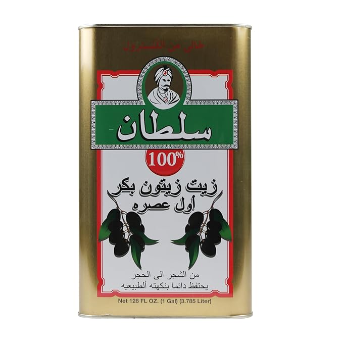 Sultan Premium Virgin Olive Oil – First Cold-Pressed Rich Fruity Flavor – Ideal for Salads Sautéeing Dips – Imported from Turkey – 128 FL. OZ