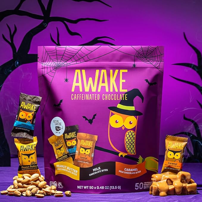 Awake - Caffeinated Chocolate Bites - Limited Edition Boo &amp Bites Milk Chocolate Halloween Variety Pack