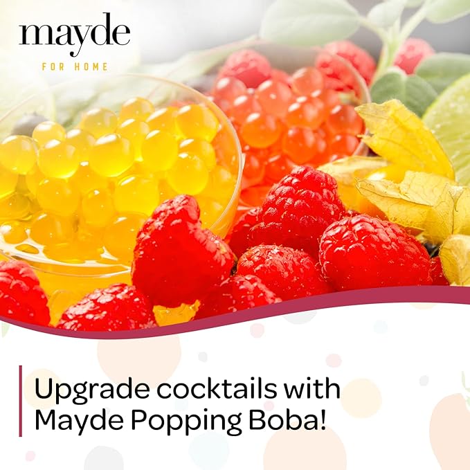 Mayde Popping Boba Pearls for Drinks Desserts &amp Breakfast Bowls (Peach Flavor 7 Pounds)