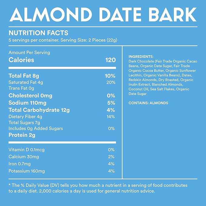 Joydays Dark Chocolate Date Bark 2 Flavor Pack (Peanut &amp Almond) Dates Sea Salt Roasted Peanuts or Almonds Gluten Free Vegan Healthier Snacks for Adults &amp Kids No Added Sugar 3.88 oz