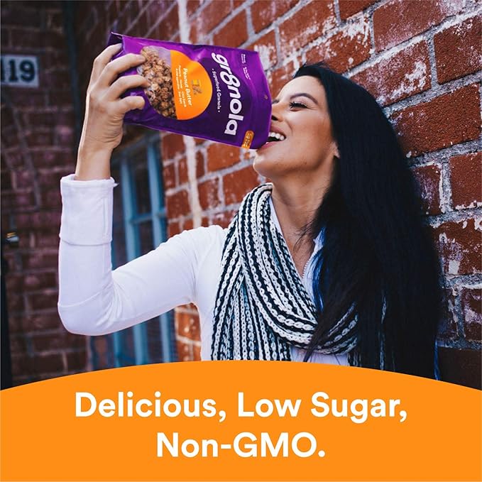 gr8nola PEANUT BUTTER - Healthy Low Sugar Bulk Granola Cereal - Made with Superfoods Peanuts Ashwagandha and Chia Seeds Soy Free Dairy Free and No Refined Sugar - 4.5lb Resealable Bag