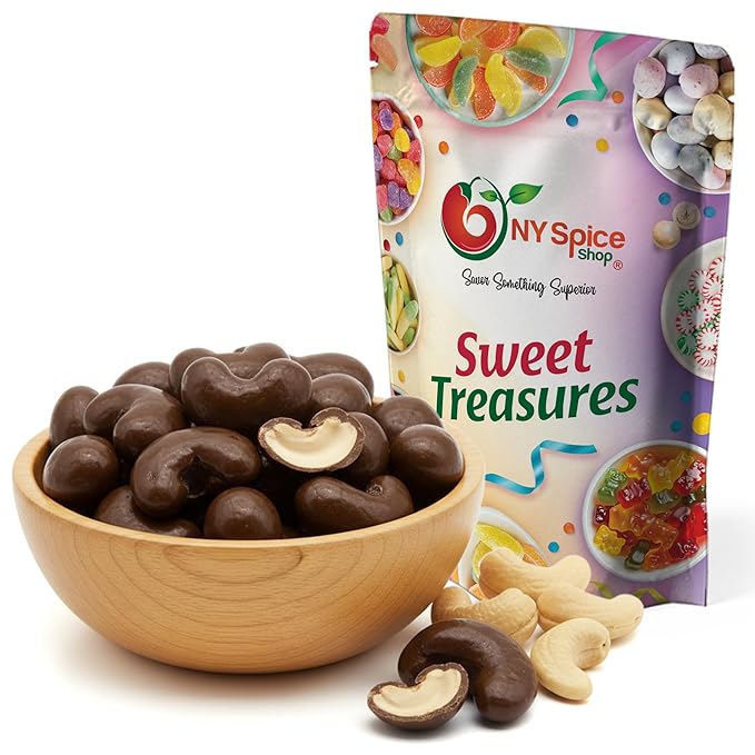 NY Spice Shop Dark Chocolate Covered Cashews - 3 Pound Bulk Sweet &amp Crunchy Chocolate Cashews Snack - Chocolates Treats for Festive Parties Dessert Topping &amp Celebration Tables