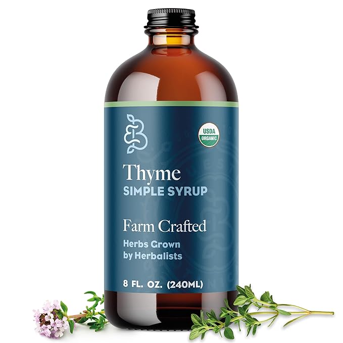 Bluestem Botanicals Organic Thyme Simple Syrup 8 oz Cocktail and Mocktail Mixer for Drinks Non-Alcoholic