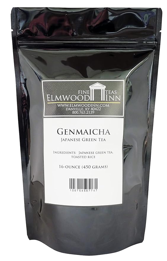 Elmwood Inn Fine Teas Genmaicha Japanese Green Tea 16-Ounce Pouches